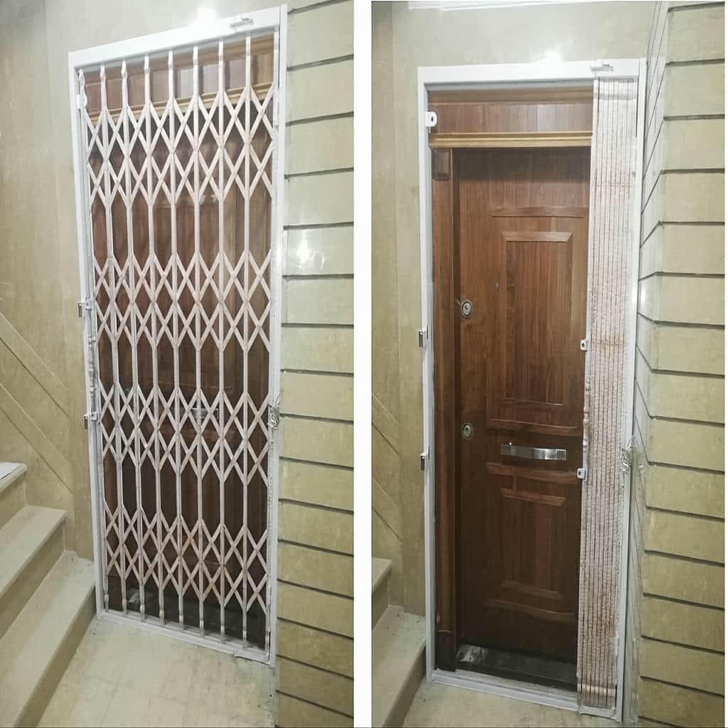 درب آکاردئونی چهار گل با قفل مخفی و چارچوب مقاوم