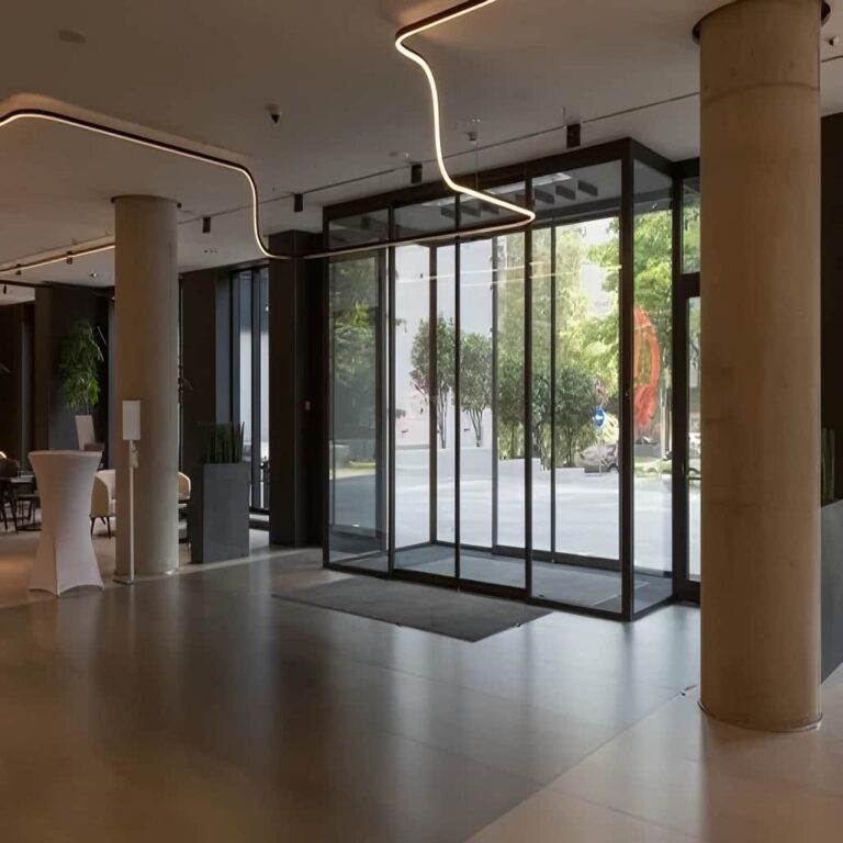 قیمت درب اتوماتیک شیشه ای لولایی ساده