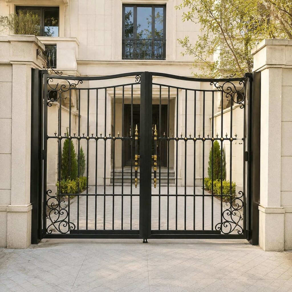 درب مشکی طلایی ریلی با کنترل دسترسی