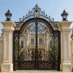 9 نمونه درب حیاط فرفورژه نمای رومی