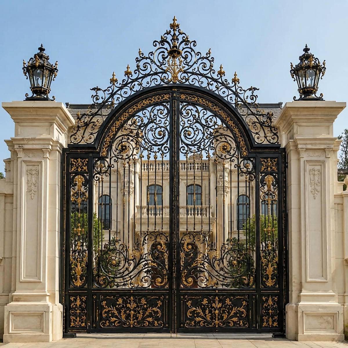 9 نمونه درب حیاط فرفورژه نمای رومی