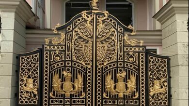 7 نمونه درب آهنی کلاسیک کتیبه دار