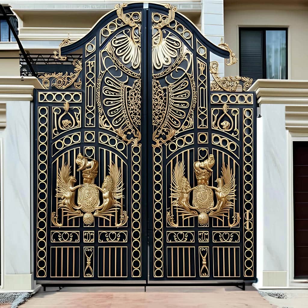 اجرای درب ساختمان آهنی دو لنگه با قفل چندزبانه اجرای درب ساختمان آهنی دو لنگه با قفل چندزبانه