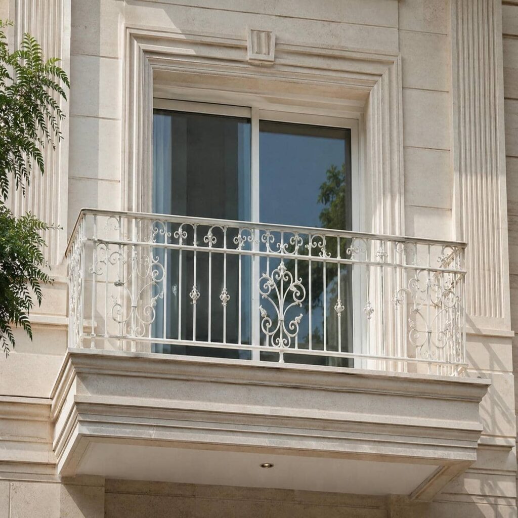 نرده چوبی راه پله با رنگ طبیعی