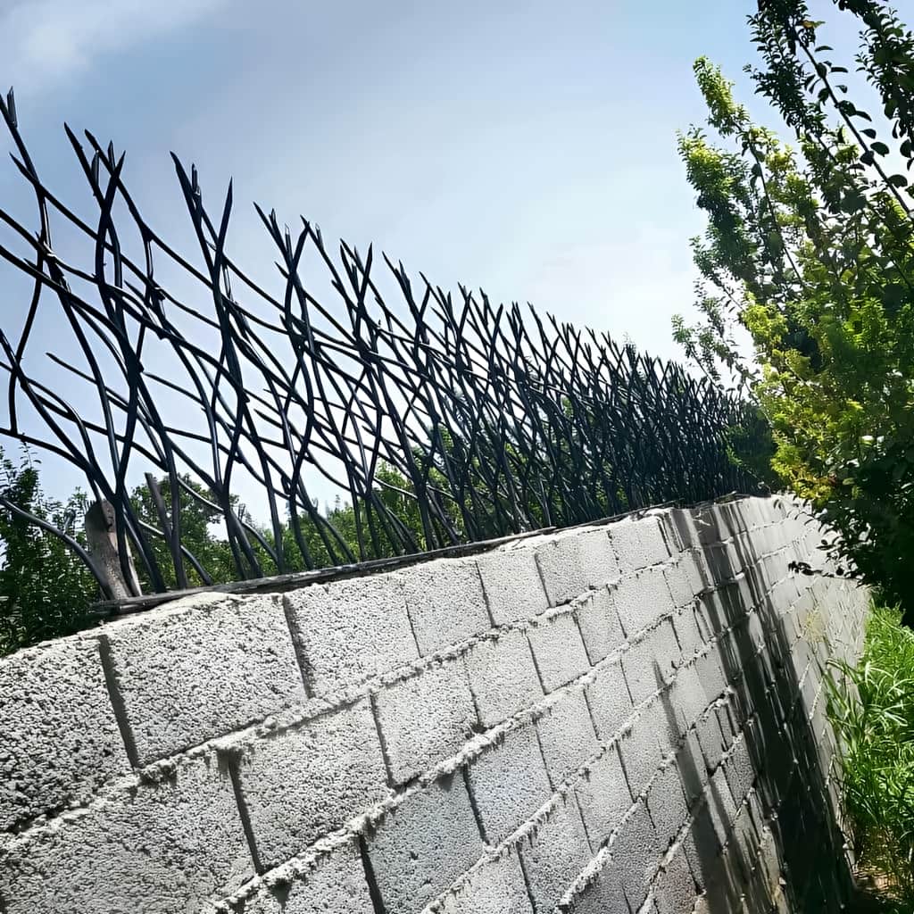 نرده روی دیوار با شاخه های متراکم